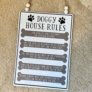 Rustic Doggy House Rules Hanging Metal Tin Sign